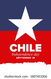 Chile Independence Day. Happy national holiday Fiestas Patrias. Freedom day. Celebrate annual in September 18. Chile flag. Patriotic chilean design. Poster, card, banner, template, background. Vector