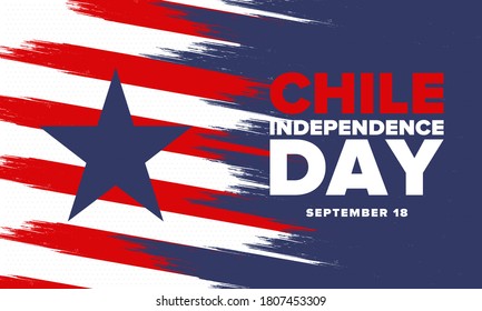 Chile Independence Day. Happy national holiday Fiestas Patrias. Freedom day. Celebrate annual in September 18. Chile flag. Patriotic chilean design. Poster, card, banner, template, background. Vector