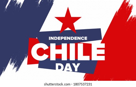 Chile Independence Day. Happy national holiday. Freedom day. Celebrate annual in September 18. Chile flag. Patriotic chilean design. Poster, card, banner, template, background. Vector