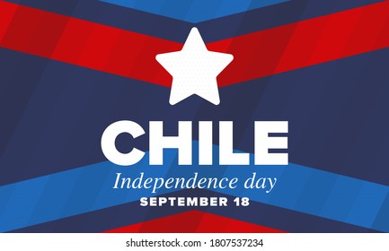 Chile Independence Day. Happy national holiday. Freedom day. Celebrate annual in September 18. Chile flag. Patriotic chilean design. Poster, card, banner, template, background. Vector