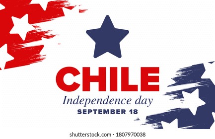 Chile Independence Day. Happy national holiday. Freedom day. Celebrate annual in September 18. Chile flag. Patriotic chilean design. Poster, card, banner, template, background. Vector