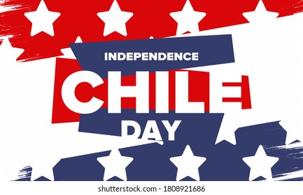 Chile Independence Day. Happy national holiday. Freedom day. Celebrate annual in September 18. Chile flag. Patriotic chilean design. Poster, card, banner, template, background. Vector