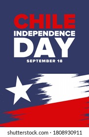 Chile Independence Day. Happy national holiday. Freedom day. Celebrate annual in September 18. Chile flag. Patriotic chilean design. Poster, card, banner, template, background. Vector
