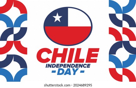 Chile Independence Day. Happy national holiday. Freedom day. Celebrate annual in September 18. Chile flag. Patriotic chilean design. Poster, card, banner, template, background. Vector