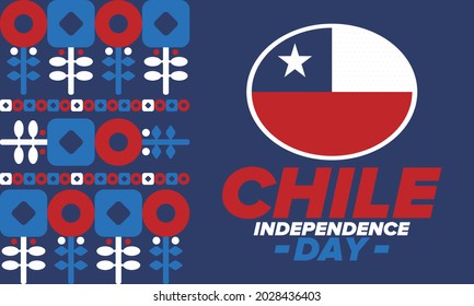Chile Independence Day. Happy national holiday. Freedom day. Celebrate annual in September 18. Chile flag. Patriotic chilean design. Poster, card, banner, template, background. Vector
