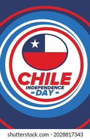 Chile Independence Day. Happy national holiday. Freedom day. Celebrate annual in September 18. Chile flag. Patriotic chilean design. Poster, card, banner, template, background. Vector