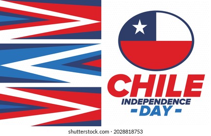 Chile Independence Day. Happy national holiday. Freedom day. Celebrate annual in September 18. Chile flag. Patriotic chilean design. Poster, card, banner, template, background. Vector