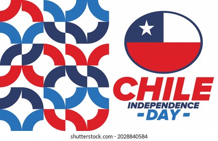 Chile Independence Day. Happy national holiday. Freedom day. Celebrate annual in September 18. Chile flag. Patriotic chilean design. Poster, card, banner, template, background. Vector