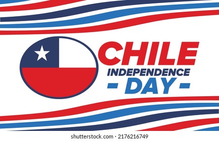 Chile Independence Day. Happy national holiday. Freedom day. Celebrate annual in September 18. Chile flag. Patriotic chilean design. Poster, card, banner, template, background. Vector