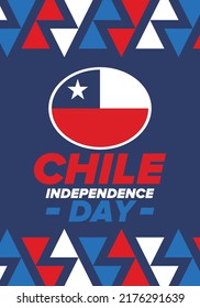 Chile Independence Day. Happy national holiday. Freedom day. Celebrate annual in September 18. Chile flag. Patriotic chilean design. Poster, card, banner, template, background. Vector
