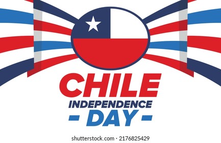 Chile Independence Day. Happy national holiday. Freedom day. Celebrate annual in September 18. Chile flag. Patriotic chilean design. Poster, card, banner, template, background. Vector