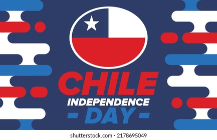 Chile Independence Day. Happy national holiday. Freedom day. Celebrate annual in September 18. Chile flag. Patriotic chilean design. Poster, card, banner, template, background. Vector