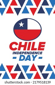 Chile Independence Day. Happy national holiday. Freedom day. Celebrate annual in September 18. Chile flag. Patriotic chilean design. Poster, card, banner, template, background. Vector