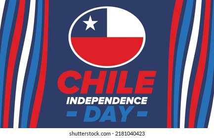Chile Independence Day. Happy national holiday. Freedom day. Celebrate annual in September 18. Chile flag. Patriotic chilean design. Poster, card, banner, template, background. Vector
