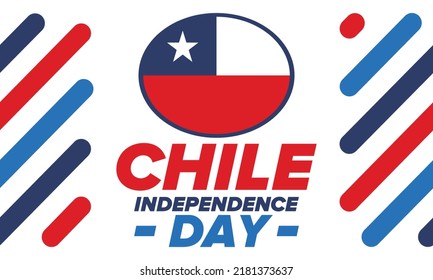 Chile Independence Day. Happy national holiday. Freedom day. Celebrate annual in September 18. Chile flag. Patriotic chilean design. Poster, card, banner, template, background. Vector