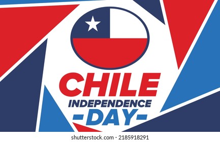 Chile Independence Day. Happy national holiday. Freedom day. Celebrate annual in September 18. Chile flag. Patriotic chilean design. Poster, card, banner, template, background. Vector