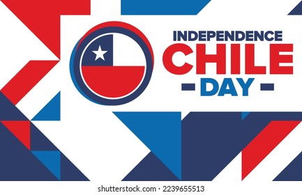 Chile Independence Day. Happy national holiday. Freedom day. Celebrate annual in September 18. Chile flag. Patriotic chilean design. Poster, card, banner, template, background. Vector