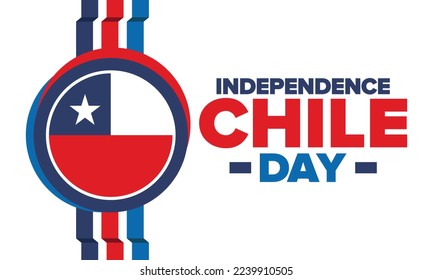 Chile Independence Day. Happy national holiday. Freedom day. Celebrate annual in September 18. Chile flag. Patriotic chilean design. Poster, card, banner, template, background. Vector