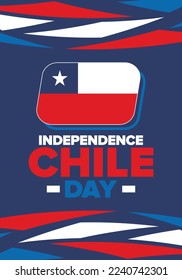 Chile Independence Day. Happy national holiday. Freedom day. Celebrate annual in September 18. Chile flag. Patriotic chilean design. Poster, card, banner, template, background. Vector