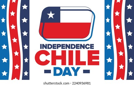 Chile Independence Day. Happy national holiday. Freedom day. Celebrate annual in September 18. Chile flag. Patriotic chilean design. Poster, card, banner, template, background. Vector