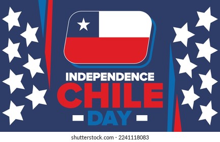 Chile Independence Day. Happy national holiday. Freedom day. Celebrate annual in September 18. Chile flag. Patriotic chilean design. Poster, card, banner, template, background. Vector