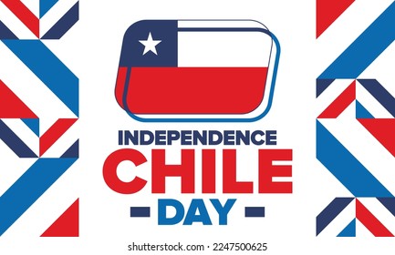 Chile Independence Day. Happy national holiday. Freedom day. Celebrate annual in September 18. Chile flag. Patriotic chilean design. Poster, card, banner, template, background. Vector