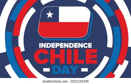 Chile Independence Day. Happy national holiday. Freedom day. Celebrate annual in September 18. Chile flag. Patriotic chilean design. Poster, card, banner, template, background. Vector