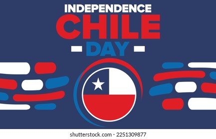 Chile Independence Day. Happy national holiday. Freedom day. Celebrate annual in September 18. Chile flag. Patriotic chilean design. Poster, card, banner, template, background. Vector