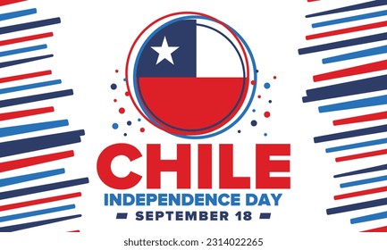 Chile Independence Day. Happy national holiday. Freedom day. Celebrate annual in September 18. Chile flag. Patriotic chilean design. Poster, card, banner, template, background. Vector