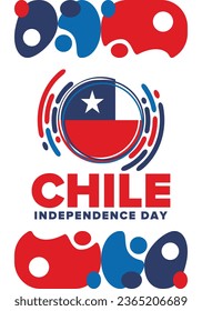 Chile Independence Day. Happy national holiday. Freedom day. Celebrate annual in September 18. Chile flag. Patriotic chilean design. Poster, card, banner, template, background. Vector