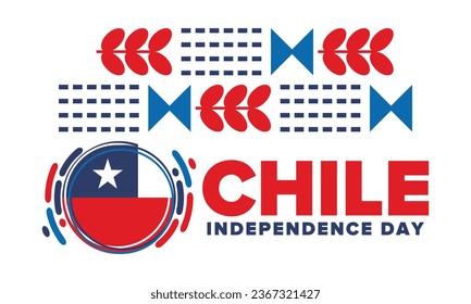Chile Independence Day. Happy national holiday. Freedom day. Celebrate annual in September 18. Chile flag. Patriotic chilean design. Poster, card, banner, template, background. Vector