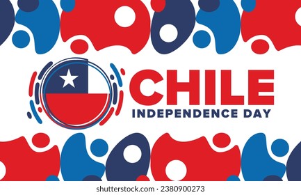 Chile Independence Day. Happy national holiday. Freedom day. Celebrate annual in September 18. Chile flag. Patriotic chilean design. Poster, card, banner, template, background. Vector