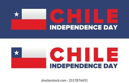 Dia da Independência do Chile. Feliz feriado nacional. Dia da Liberdade. Comemore anualmente em 18 de setembro. Bandeira do Chile. Design chileno patriótico. Cartaz, cartão, faixa, modelo, fundo. Vetor