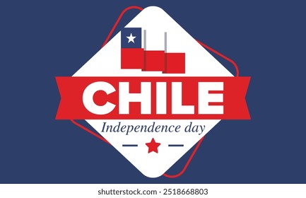 Dia da Independência do Chile. Feliz feriado nacional. Dia da Liberdade. Comemore anualmente em 18 de setembro. Bandeira do Chile. Design chileno patriótico. Cartaz, cartão, faixa, modelo, fundo. Vetor