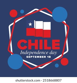 Dia da Independência do Chile. Feliz feriado nacional. Dia da Liberdade. Comemore anualmente em 18 de setembro. Bandeira do Chile. Design chileno patriótico. Cartaz, cartão, faixa, modelo, fundo. Vetor