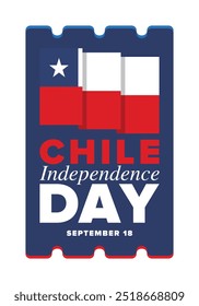 Dia da Independência do Chile. Feliz feriado nacional. Dia da Liberdade. Comemore anualmente em 18 de setembro. Bandeira do Chile. Design chileno patriótico. Cartaz, cartão, faixa, modelo, fundo. Vetor