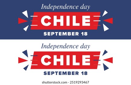 Dia da Independência do Chile. Feliz feriado nacional. Dia da Liberdade. Comemore anualmente em 18 de setembro. Bandeira do Chile. Design chileno patriótico. Cartaz, cartão, faixa, modelo, fundo. Vetor