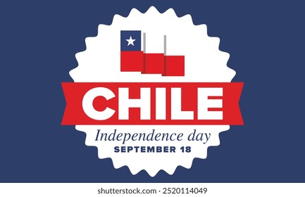 Dia da Independência do Chile. Feliz feriado nacional. Dia da Liberdade. Comemore anualmente em 18 de setembro. Bandeira do Chile. Design chileno patriótico. Cartaz, cartão, faixa, modelo, fundo. Vetor