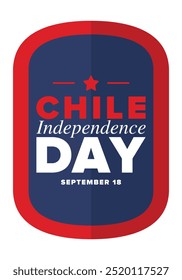 Dia da Independência do Chile. Feliz feriado nacional. Dia da Liberdade. Comemore anualmente em 18 de setembro. Bandeira do Chile. Design chileno patriótico. Cartaz, cartão, faixa, modelo, fundo. Vetor