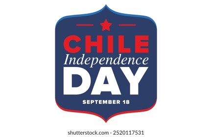 Dia da Independência do Chile. Feliz feriado nacional. Dia da Liberdade. Comemore anualmente em 18 de setembro. Bandeira do Chile. Design chileno patriótico. Cartaz, cartão, faixa, modelo, fundo. Vetor