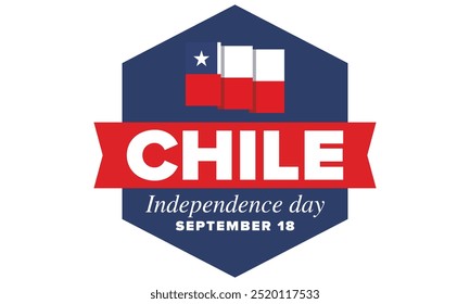 Dia da Independência do Chile. Feliz feriado nacional. Dia da Liberdade. Comemore anualmente em 18 de setembro. Bandeira do Chile. Design chileno patriótico. Cartaz, cartão, faixa, modelo, fundo. Vetor