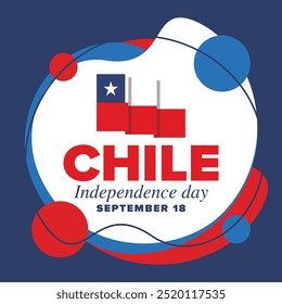 Dia da Independência do Chile. Feliz feriado nacional. Dia da Liberdade. Comemore anualmente em 18 de setembro. Bandeira do Chile. Design chileno patriótico. Cartaz, cartão, faixa, modelo, fundo. Vetor