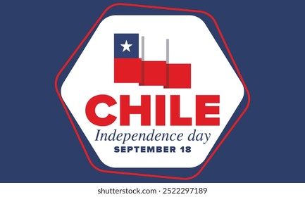 Dia da Independência do Chile. Feliz feriado nacional. Dia da Liberdade. Comemore anualmente em 18 de setembro. Bandeira do Chile. Design chileno patriótico. Cartaz, cartão, faixa, modelo, fundo. Vetor