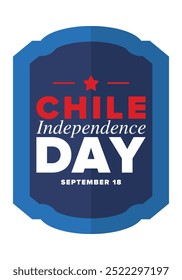 Dia da Independência do Chile. Feliz feriado nacional. Dia da Liberdade. Comemore anualmente em 18 de setembro. Bandeira do Chile. Design chileno patriótico. Cartaz, cartão, faixa, modelo, fundo. Vetor