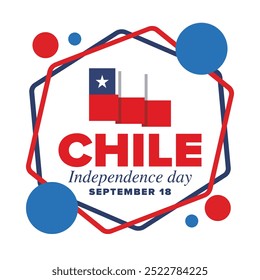 Dia da Independência do Chile. Feliz feriado nacional. Dia da Liberdade. Comemore anualmente em 18 de setembro. Bandeira do Chile. Design chileno patriótico. Cartaz, cartão, faixa, modelo, fundo. Vetor