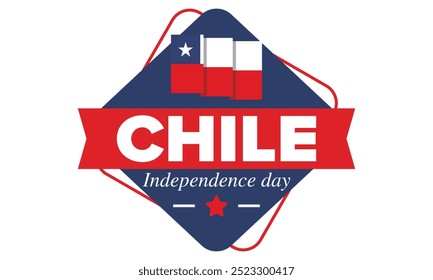 Dia da Independência do Chile. Feliz feriado nacional. Dia da Liberdade. Comemore anualmente em 18 de setembro. Bandeira do Chile. Design chileno patriótico. Cartaz, cartão, faixa, modelo, fundo. Vetor