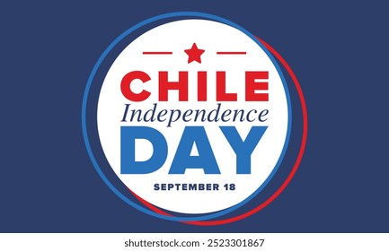 Dia da Independência do Chile. Feliz feriado nacional. Dia da Liberdade. Comemore anualmente em 18 de setembro. Bandeira do Chile. Design chileno patriótico. Cartaz, cartão, faixa, modelo, fundo. Vetor