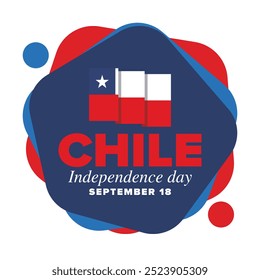 Dia da Independência do Chile. Feliz feriado nacional. Dia da Liberdade. Comemore anualmente em 18 de setembro. Bandeira do Chile. Design chileno patriótico. Cartaz, cartão, faixa, modelo, fundo. Vetor