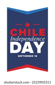 Dia da Independência do Chile. Feliz feriado nacional. Dia da Liberdade. Comemore anualmente em 18 de setembro. Bandeira do Chile. Design chileno patriótico. Cartaz, cartão, faixa, modelo, fundo. Vetor