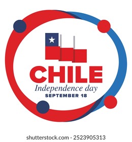 Dia da Independência do Chile. Feliz feriado nacional. Dia da Liberdade. Comemore anualmente em 18 de setembro. Bandeira do Chile. Design chileno patriótico. Cartaz, cartão, faixa, modelo, fundo. Vetor